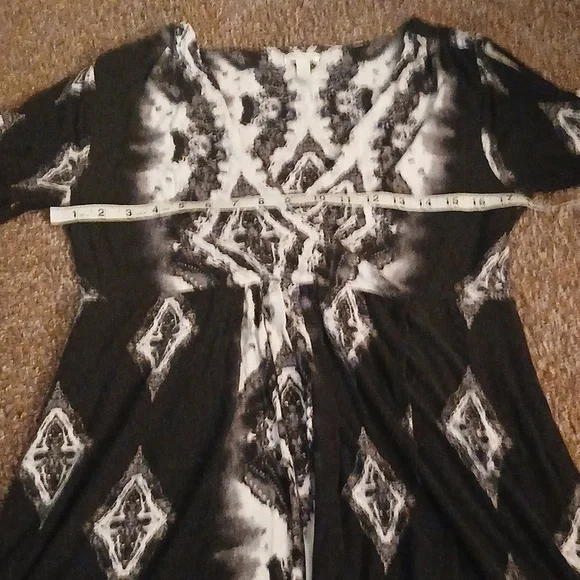 Soma womens black and white abstract pattern wrap midi dress size large - Picture 9 of 12